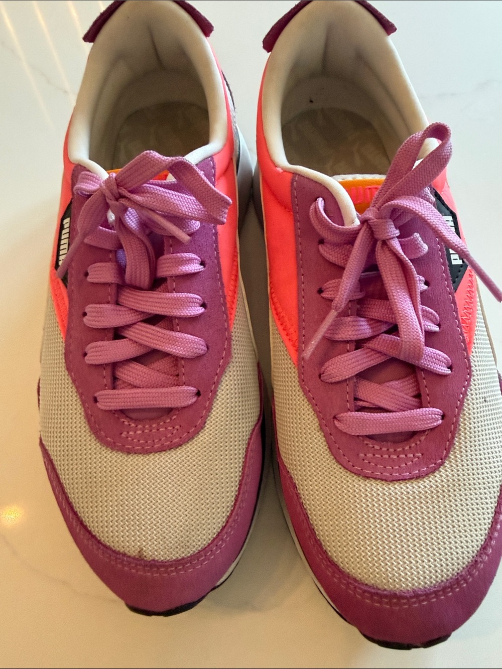 Puma Women's Pink and Coral Low-Profile Sneakers like new size 8.5